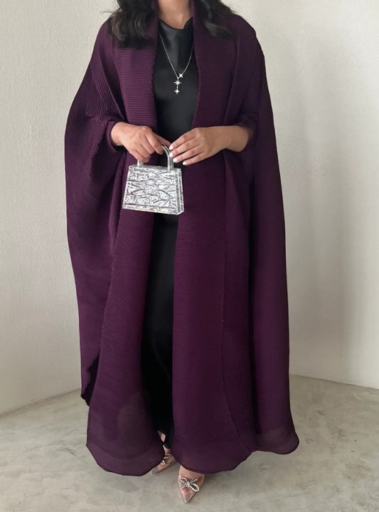 Purple Pleated Abaya with Shyla