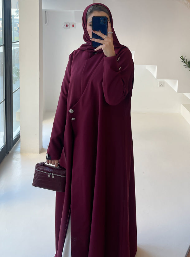 Burgundy Blazer Abaya with Shaila