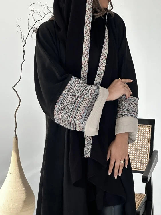 Embroidered Abaya Black with Shyla