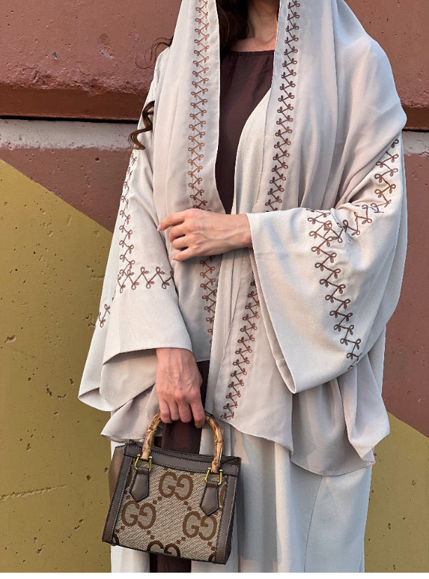 Brown Abaya Set with Inner and Shyla