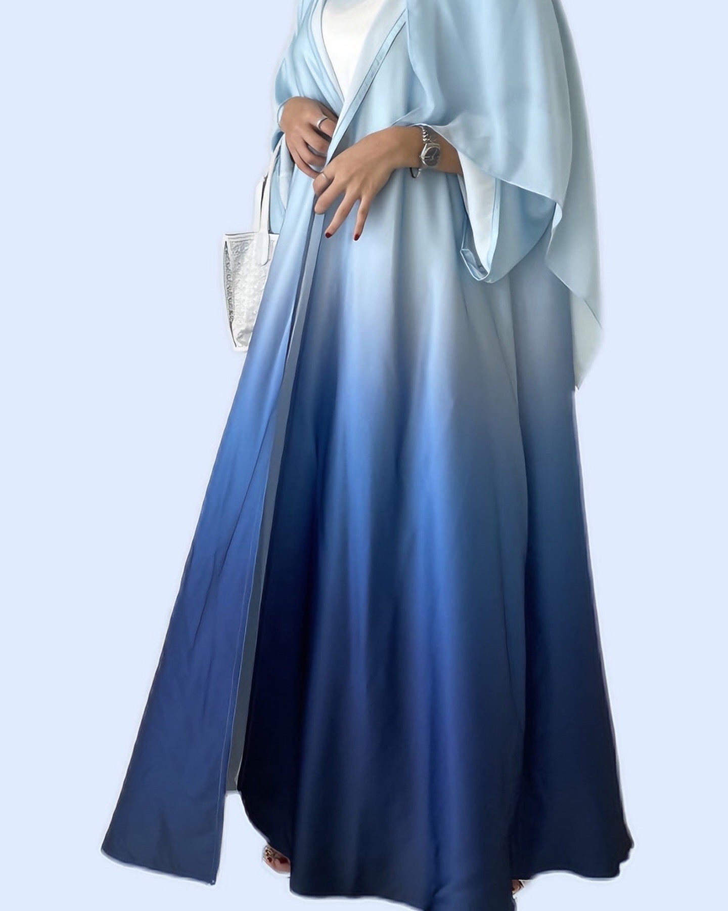 Elegant Ombre A-Line Abaya with Matching Hijab - Perfect for Summer