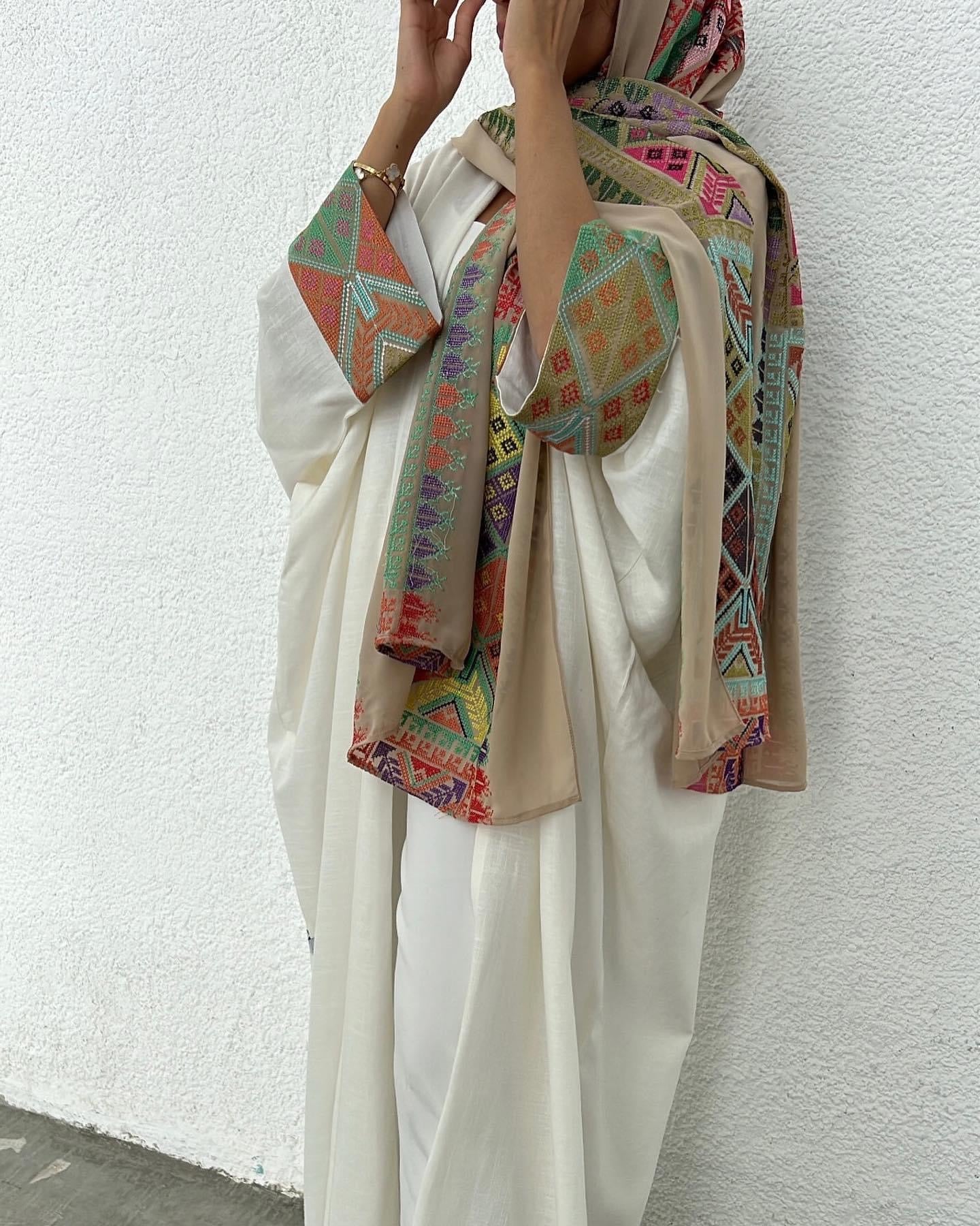 White Embroidered Abaya with Shyla