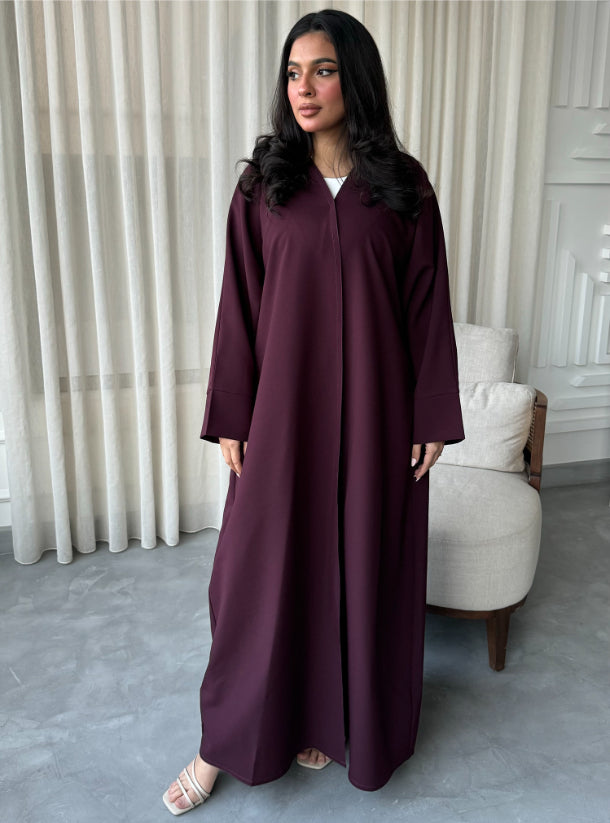 Burgundy Basic Abaya with Shaila