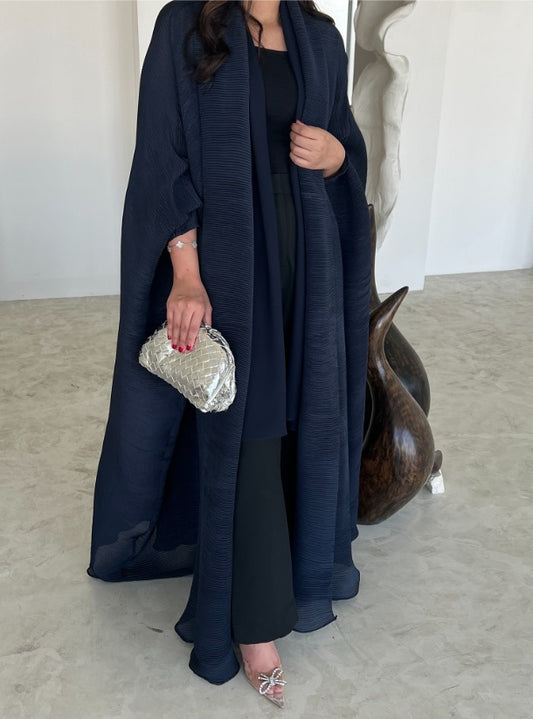 Dark Blue Pleated Abaya with Shyla