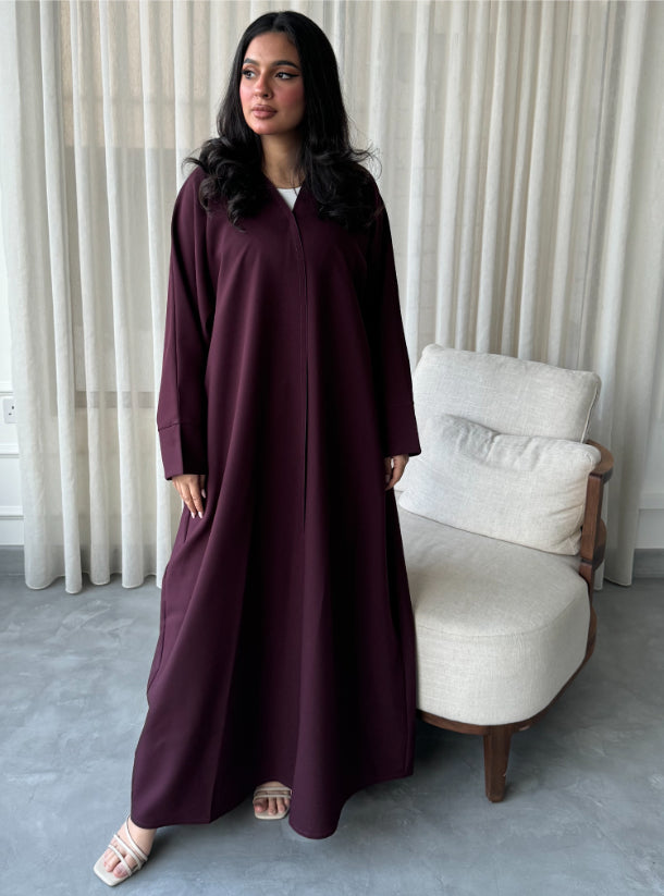 Burgundy Basic Abaya with Shaila