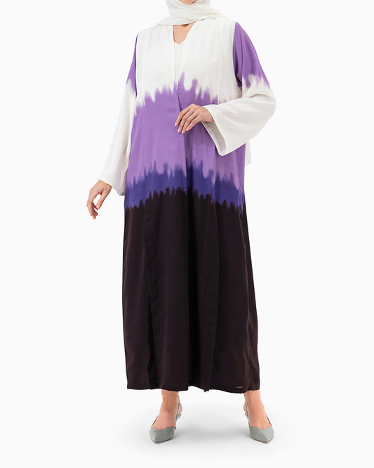 Tie and dye Abaya, purple