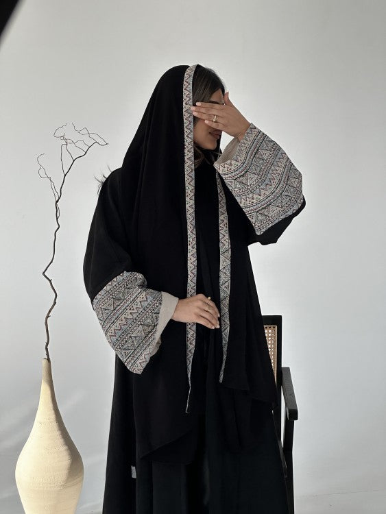 Embroidered Abaya Black with Shyla