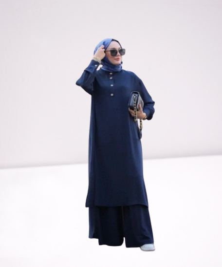 Navy Blue Modest Co-Ord Set