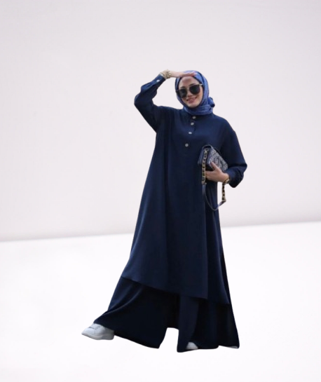 Navy Blue Modest Co-Ord Set