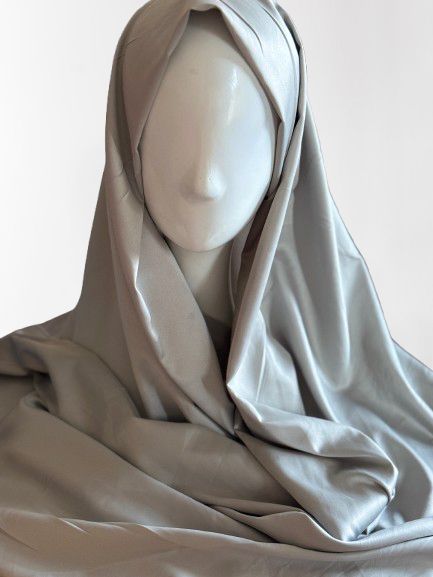 Festive Satin Hijab, Grey