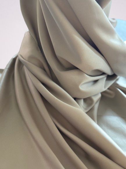 Festive Satin Hijab, Gray Green