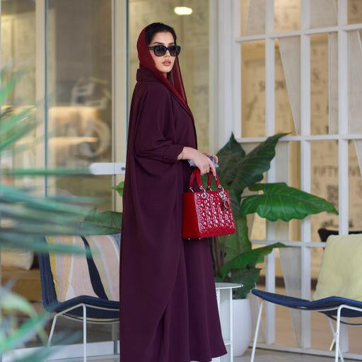 Burgundy bisht blazer Abaya with Shaila