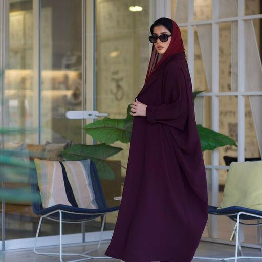 Burgundy bisht blazer Abaya with Shaila