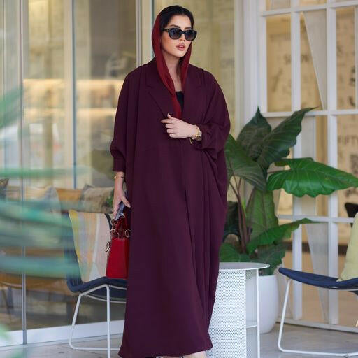 Burgundy bisht blazer Abaya with Shaila