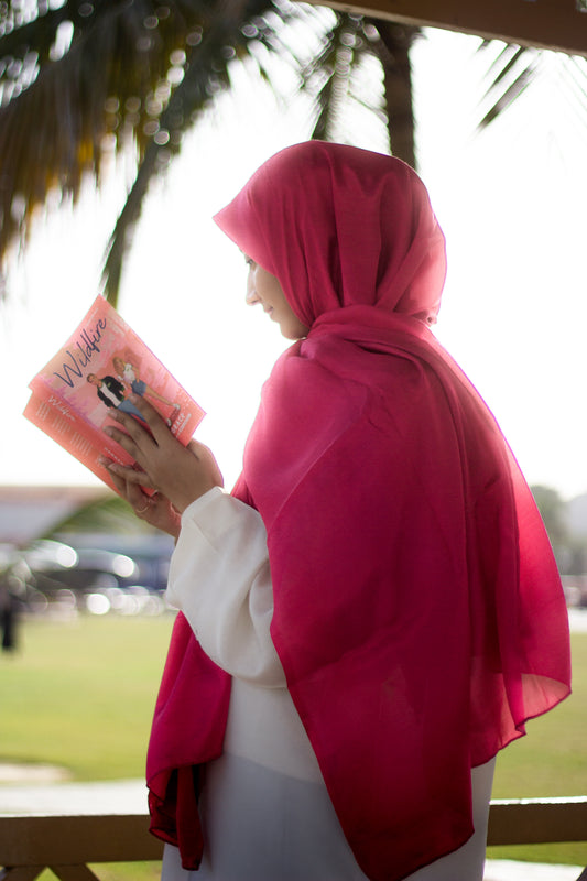 Festive Cotton Silk Hijab, Deep Pink