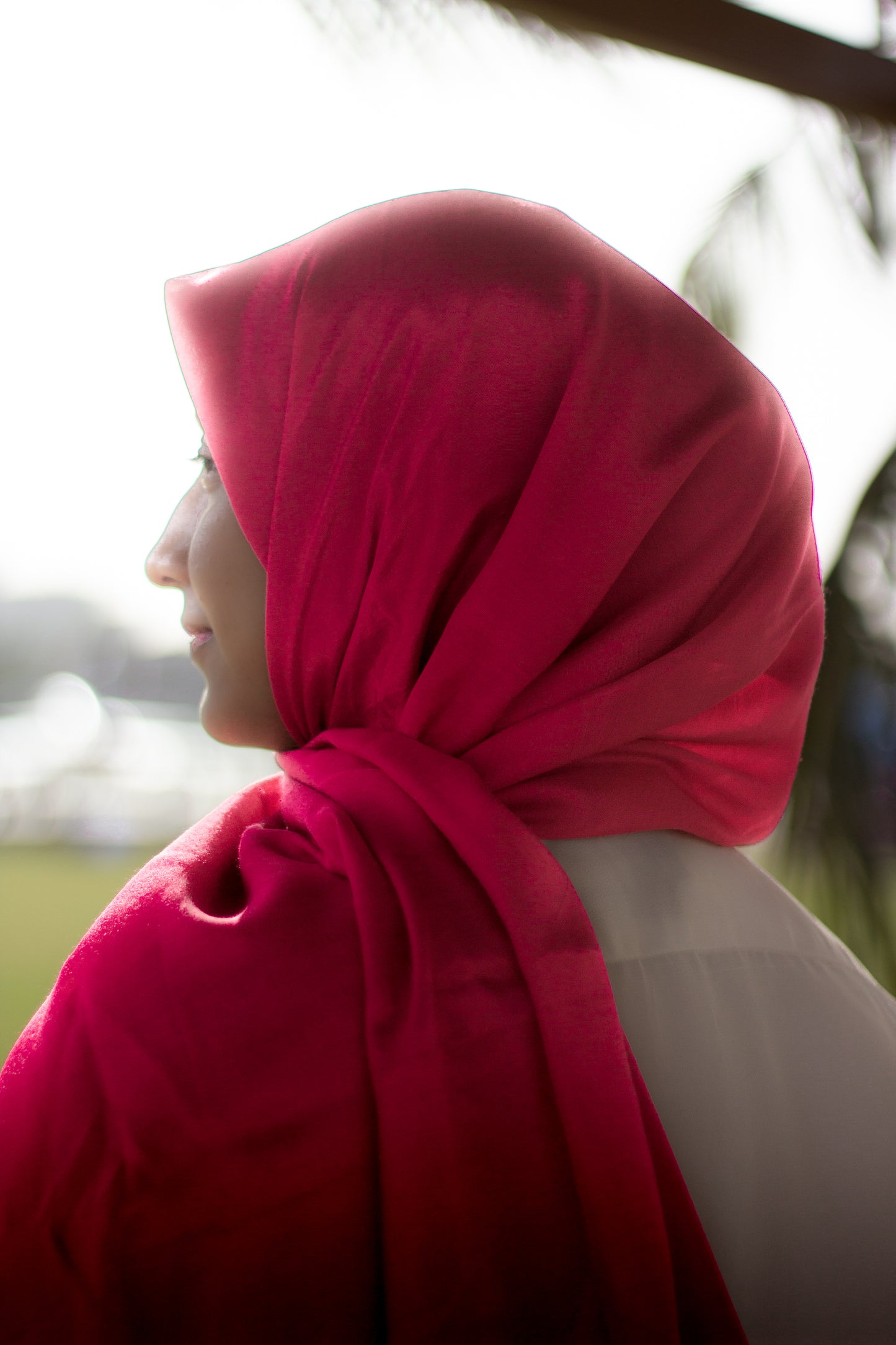 Festive Cotton Silk Hijab, Deep Pink