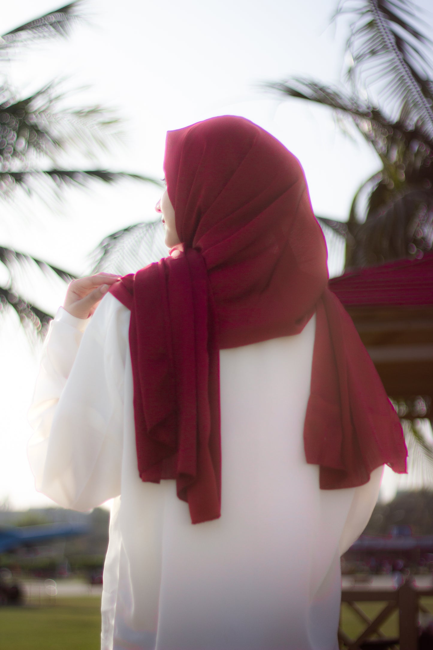 Divine Crinkle Silk Hijab, Maroon