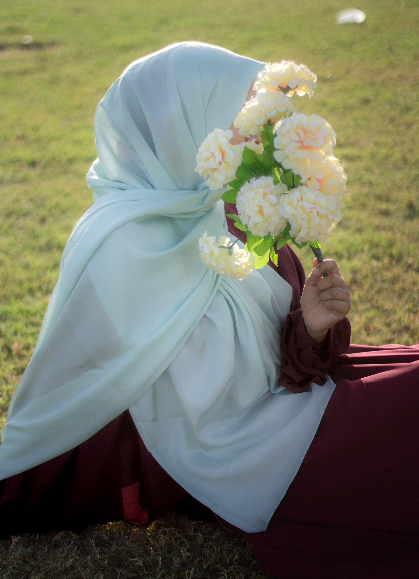 Festive Cotton Silk Hijab, Powder Blue