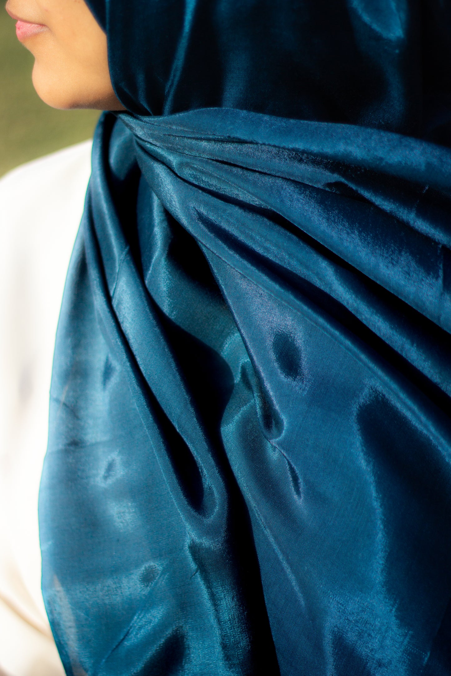 Festive Cotton Silk Hijab, Teal Blue