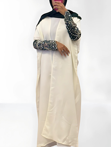 Ivory Grace with Embellished Emerald Sleeves