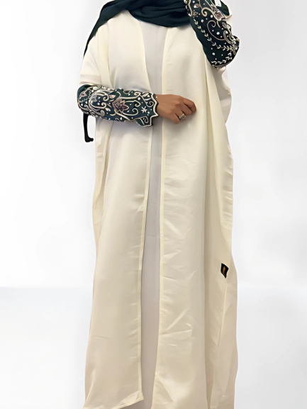 Ivory Grace with Embellished Emerald Sleeves