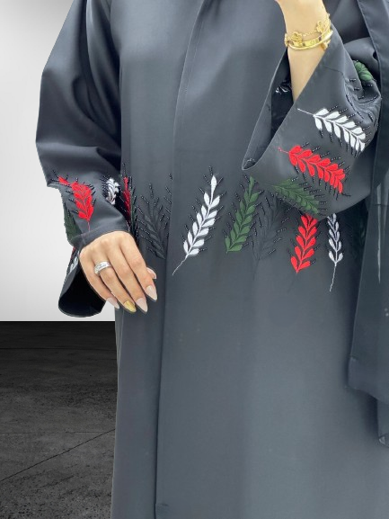 Limited Edition Emirati Women's Day Abaya – Black with Red, White  and Green Embroidery