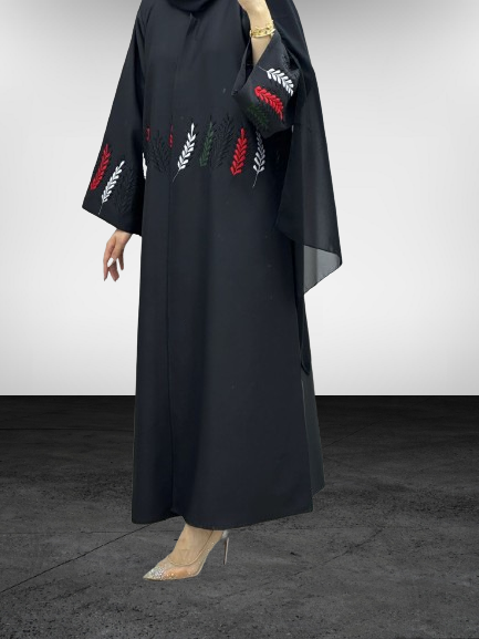 Limited Edition Emirati Women's Day Abaya – Black with Red, White  and Green Embroidery