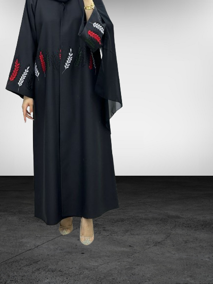 Limited Edition Emirati Women's Day Abaya – Black with Red, White  and Green Embroidery