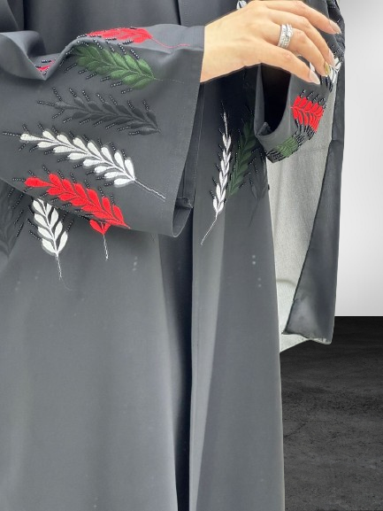 Limited Edition Emirati Women's Day Abaya – Black with Red, White  and Green Embroidery