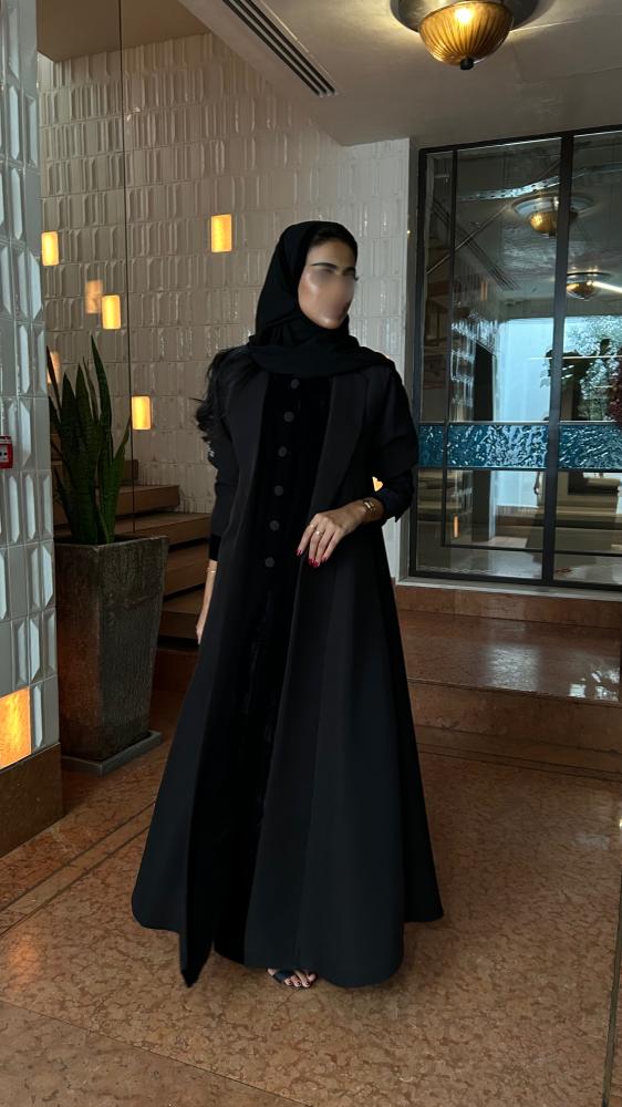 Winter Collection - 02, Black Valvet Abaya with Crepe