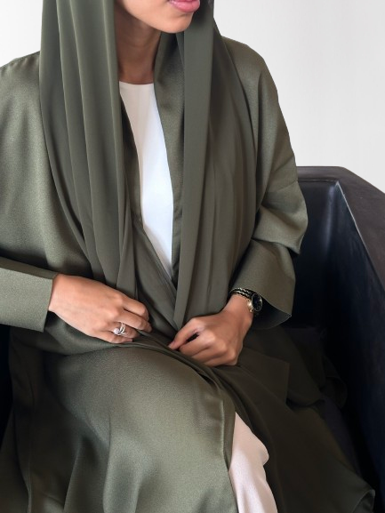 Olive A cut Abaya with Shaila