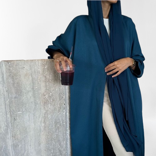 Teal A cut Abaya with Shaila