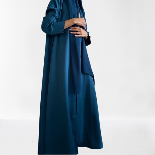 Teal A cut Abaya with Shaila