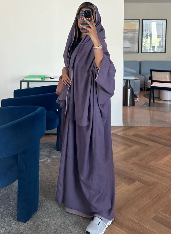 Lavender Bliss Double-Sided Linen Abaya